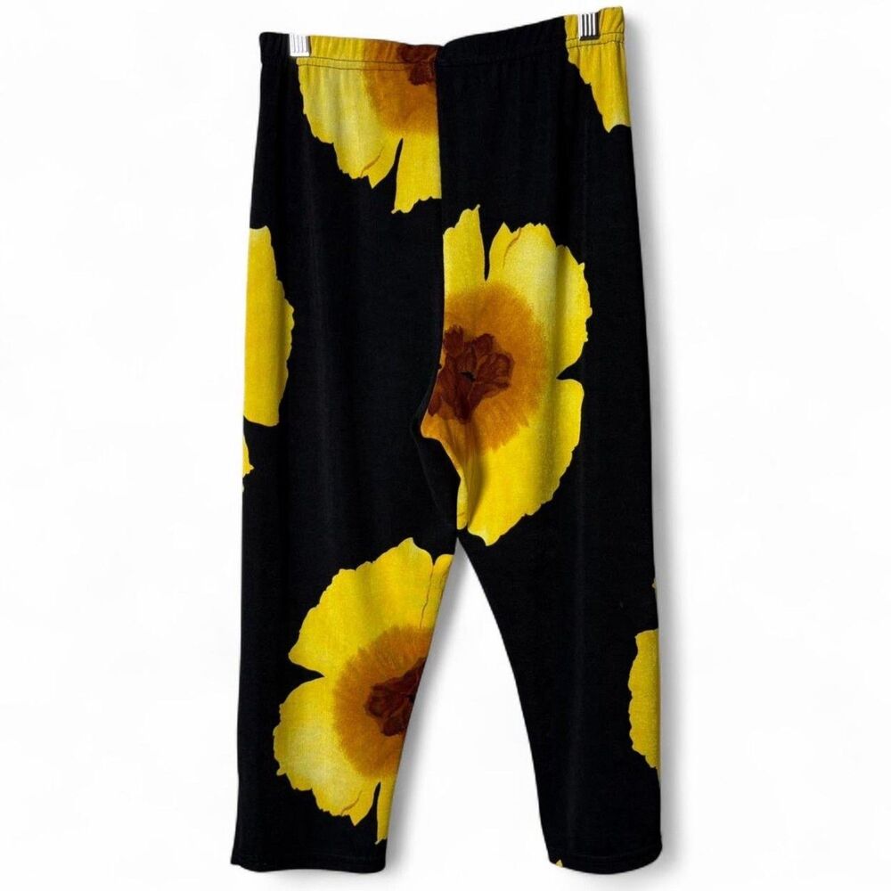 90s VTG Sunflower Lounge Set Made in USA Capri Pants Tunic Top Stretch M/L - Picture 5 of 8